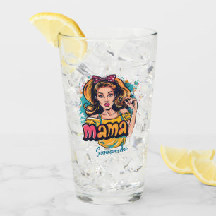 Personalized Retro  Mama Pop Art (10) Glass