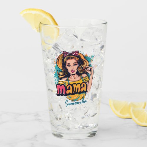 Personalized Retro  Mama Pop Art 10 Glass