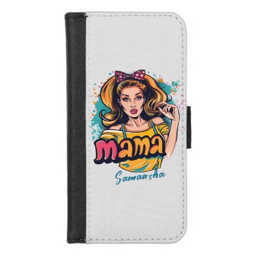 Personalized Retro  Mama Pop Art 10 iPhone 87 Wallet Case