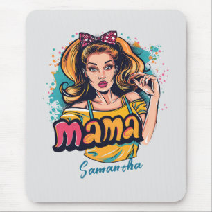 Personalized Retro Mama Pop Art (10) Mouse Pad