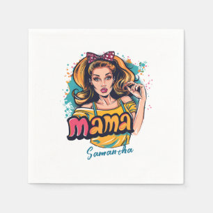 Personalized Retro Mama Pop Art (10) Napkins
