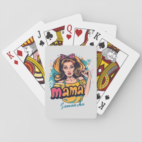 Personalized Retro  Mama Pop Art 10 Playing Cards