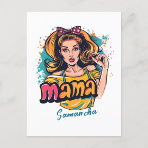Personalized Retro  Mama Pop Art (10) Postcard