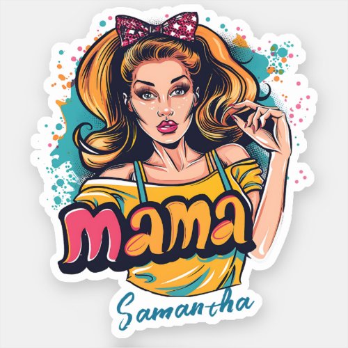 Personalized Retro  Mama Pop Art 10 Sticker