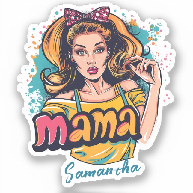 Personalized Retro  Mama Pop Art (10) Sticker (Front)