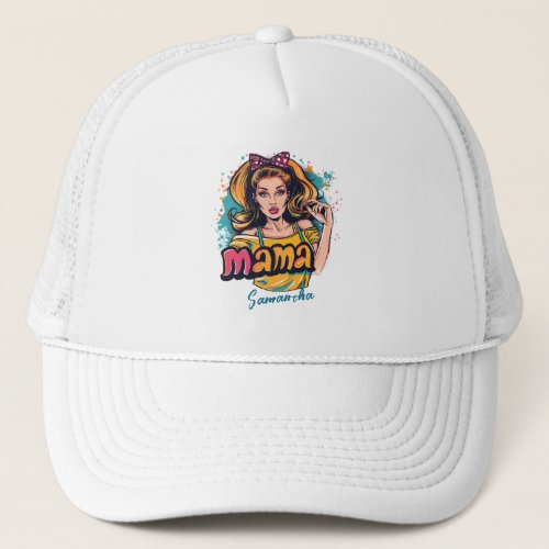 Personalized Retro  Mama Pop Art 10 Trucker Hat