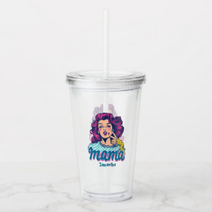 Personalized Retro  Mama Pop Art (11) Acrylic Tumbler