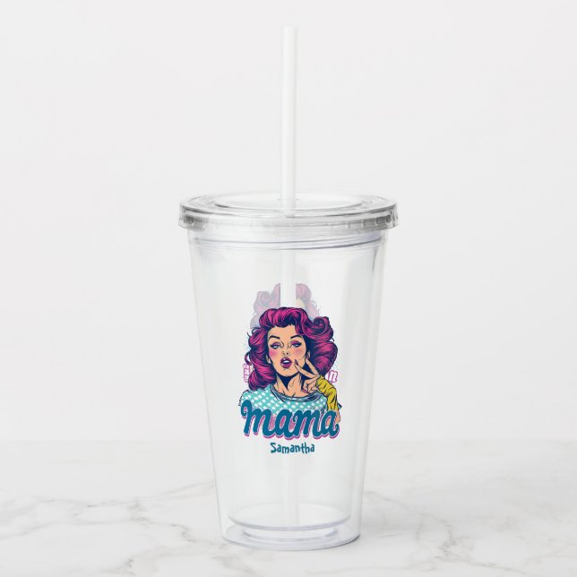 Personalized Retro  Mama Pop Art (11) Acrylic Tumbler (Front)