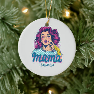 Personalized Retro Mama Pop Art (11) Ceramic Ornament