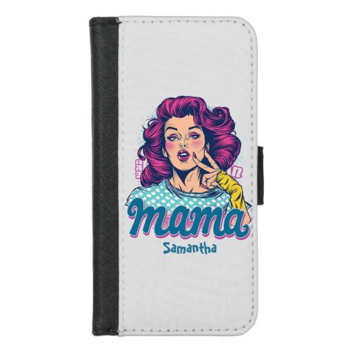 Personalized Retro  Mama Pop Art 11 iPhone 87 Wallet Case