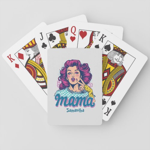 Personalized Retro  Mama Pop Art 11 Playing Cards
