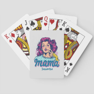 Personalized Retro Mama Pop Art (11) Poker Cards