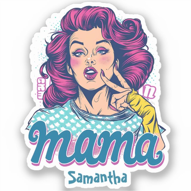 Personalized Retro  Mama Pop Art (11) Sticker (Front)
