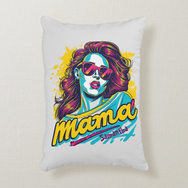 Personalized Retro  Mama Pop Art (12) Accent Pillow (Front(Vertical))