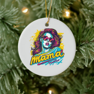 Personalized Retro  Mama Pop Art (12) Ceramic Ornament