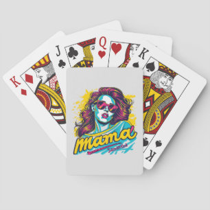 Personalized Retro Mama Pop Art (12) Poker Cards