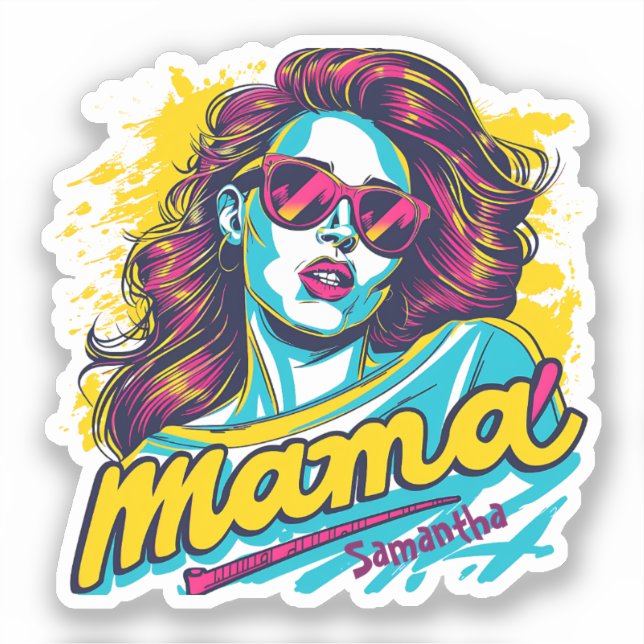 Personalized Retro  Mama Pop Art (12) Sticker (Front)