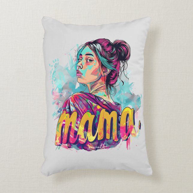 Personalized Retro  Mama Pop Art (13) Accent Pillow (Front(Vertical))