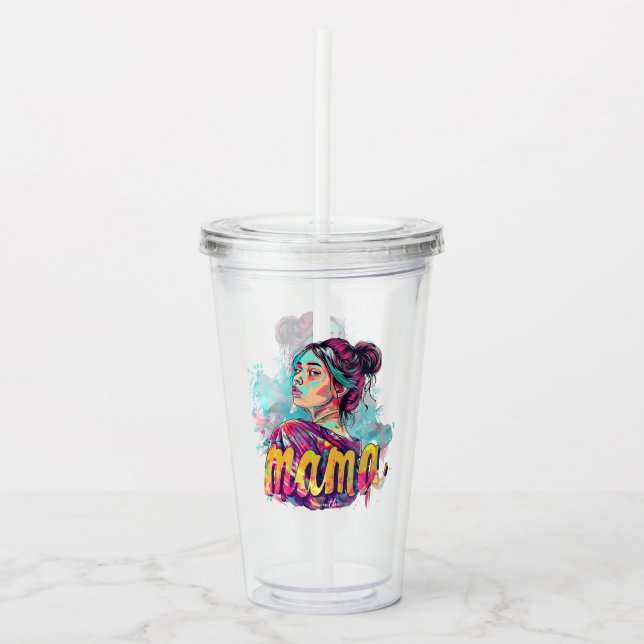 Personalized Retro  Mama Pop Art (13) Acrylic Tumbler (Front)