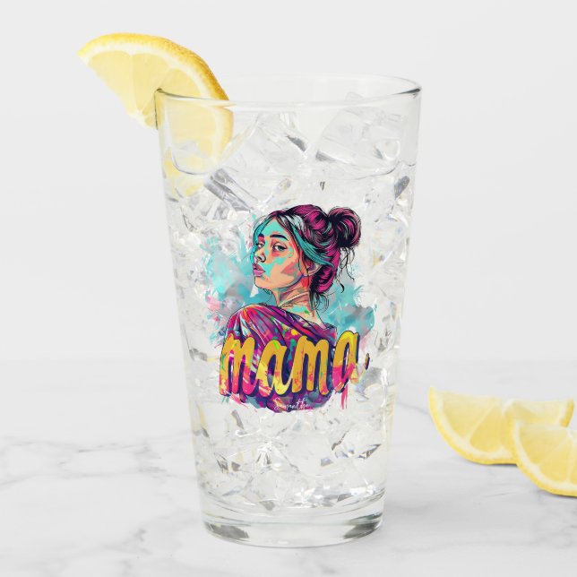 Personalized Retro  Mama Pop Art (13) Glass (Front Ice)