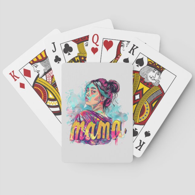 Personalized Retro  Mama Pop Art (13) Poker Cards (Back)
