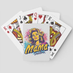 Personalized Retro Mama Pop Art (14) Poker Cards