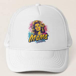 Personalized Retro  Mama Pop Art (14) Trucker Hat