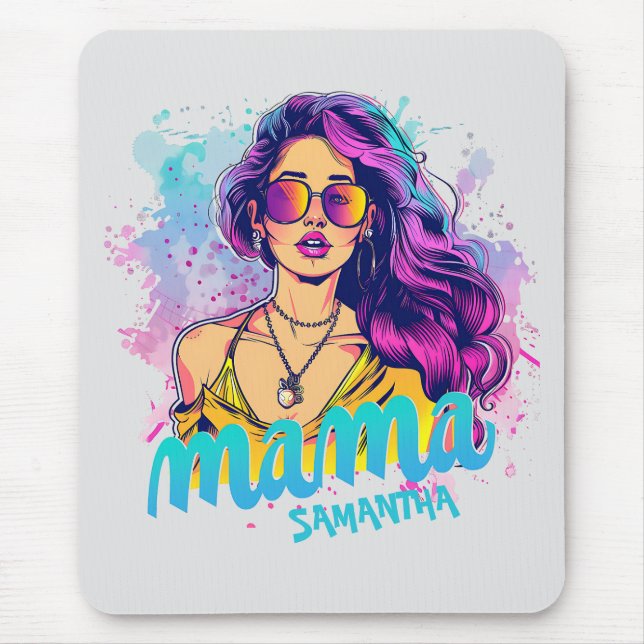 Personalized Retro  Mama Pop Art (15) Mouse Pad (Front)