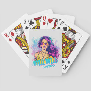 Personalized Retro Mama Pop Art (15) Poker Cards