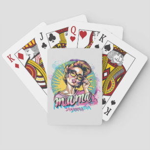 Personalized Retro Mama Pop Art (16) Poker Cards