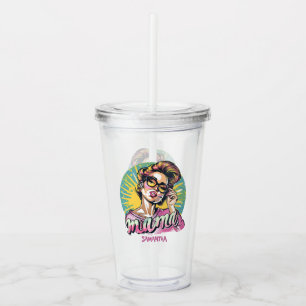 Personalized Retro  Mama Pop Art (18) Acrylic Tumbler