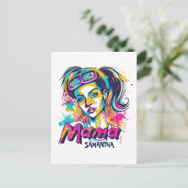 Personalized Retro  Mama Pop Art (18) Postcard (Standing Front)