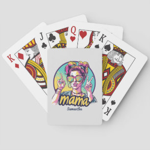 Personalized Retro  Mama Pop Art (19) Poker Cards