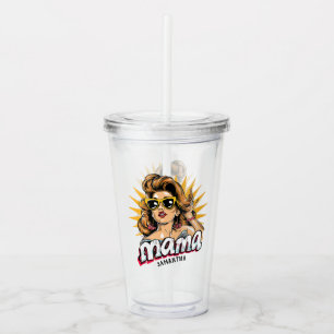 Personalized Retro  Mama Pop Art 1 Acrylic Tumbler