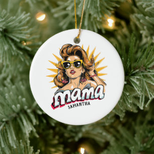 Personalized Retro  Mama Pop Art 1 Ceramic Ornament