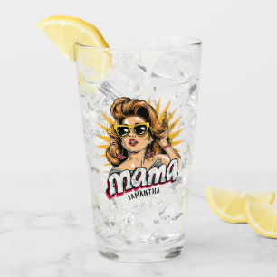 Personalized Retro  Mama Pop Art 1 Glass