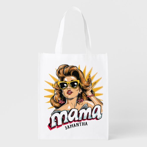 Personalized Retro  Mama Pop Art 1 Grocery Bag