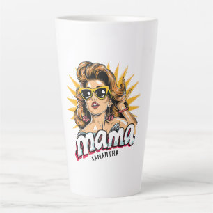 Personalized Retro Mama Pop Art 1 Latte Mug