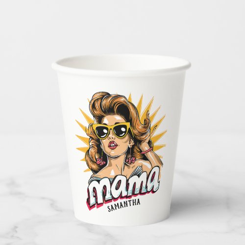 Personalized Retro  Mama Pop Art 1 Paper Cups
