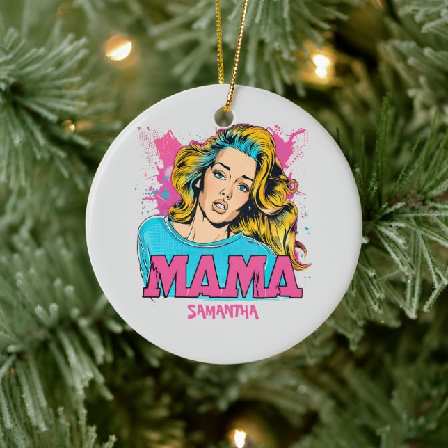 Personalized Retro  Mama Pop Art (20) Ceramic Ornament (Tree)