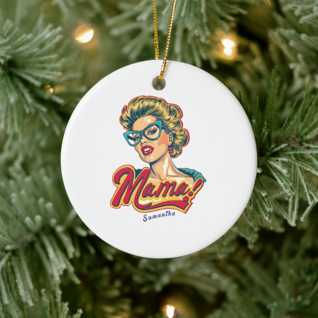 Personalized Retro  Mama Pop Art 2 Ceramic Ornament (Tree)