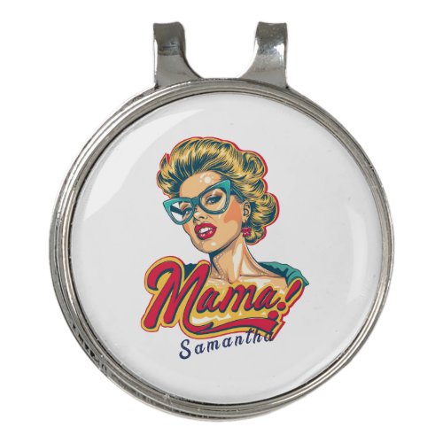 Personalized Retro  Mama Pop Art 2 Golf Hat Clip
