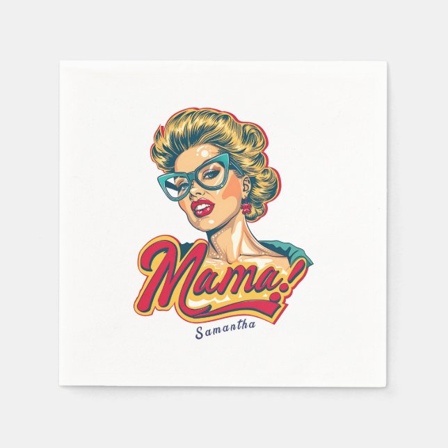 Personalized Retro  Mama Pop Art 2 Napkins (Front)