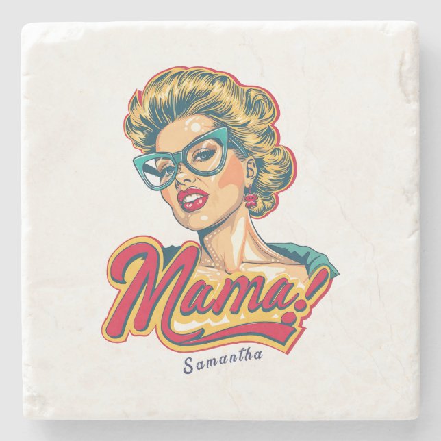 Personalized Retro  Mama Pop Art 2 Stone Coaster (Front)