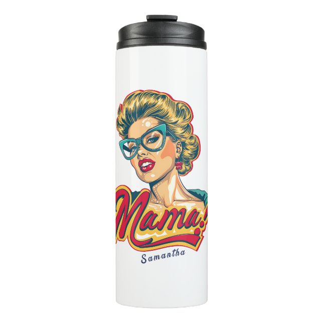 Personalized Retro  Mama Pop Art 2 Thermal Tumbler (Front)