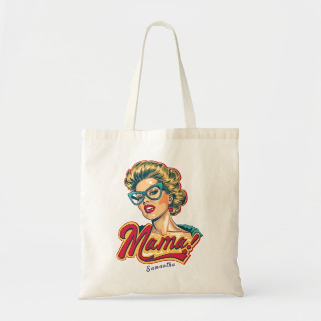 Personalized Retro  Mama Pop Art 2 Tote Bag (Front)