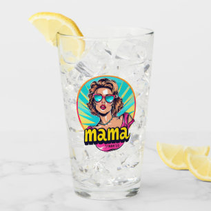 Personalized Retro  Mama Pop Art (3) Glass