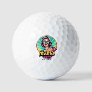 Personalized Retro Mama Pop Art (3) Golf Balls