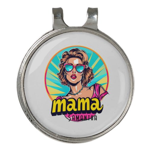 Personalized Retro  Mama Pop Art 3 Golf Hat Clip