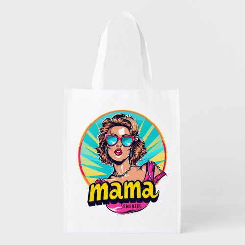 Personalized Retro  Mama Pop Art 3 Grocery Bag